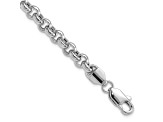 Rhodium Over 14K White Gold 7.5-inch 5mm Polished Fancy Rolo Link Bracelet