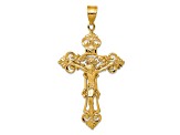 14K Yellow Gold INRI Fleur De Lis Crucifix Pendant