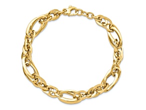 14k Yellow Gold Polished 10mm Fancy Link Bracelet