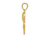 14k Yellow Gold Textured Basketball and Net pendant