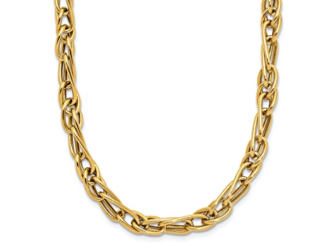 10k Yellow Gold 7mm Triple Link Charm Bracelet - 18Z1ZA | JTV