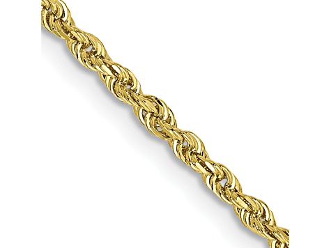 10k Yellow Gold 2mm Solid Diamond-Cut Quadruple Rope 18 Inch Chain