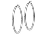 Rhodium Over 14k White Gold 2 3/8" Polished Tube Hoop Earrings