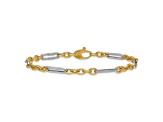 14K Two-Tone Oval and Paperclip Link 7.5 Inch Bracelet