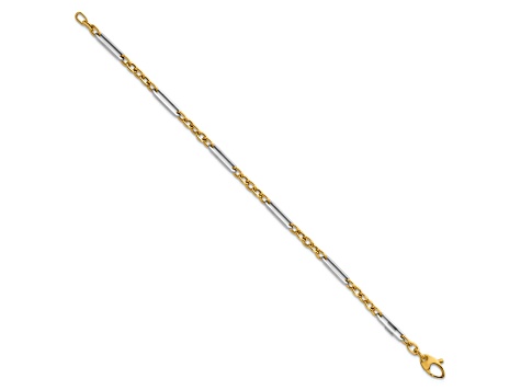 14K Two-Tone Oval and Paperclip Link 7.5 Inch Bracelet