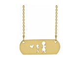 14K Yellow Gold Mother and Son Stick Figure Family Necklace