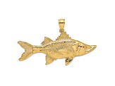 14k Yellow Gold 3D Textured Tarpon Fish Charm