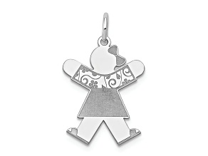 Rhodium Over 14K White Gold Satin Girl with bow Charm