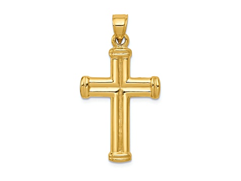 14K Yellow Gold Hollow Cross Pendant