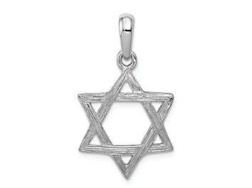 Picture of Rhodium Over 14k White Gold Textured Star of David Pendant