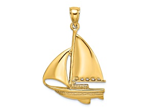 14k Yellow Gold Polished Sailboat Charm