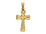 14K Yellow Gold Polished X and Heart Cross Charm Pendant