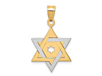 Picture of 14k Yellow Gold and 14k White Gold Star of David Pendant