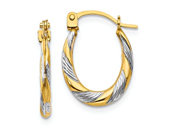 Picture of 14K Yellow Gold with Rhodium Twist Hoop Earrings