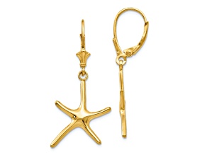 14k Yellow Gold Dancing Starfish Dangle Earrings