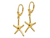 14k Yellow Gold Dancing Starfish Dangle Earrings