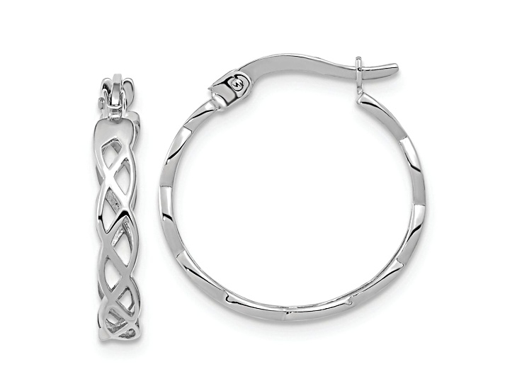Rhodium Over 14k White Gold Polished 11/16" Intertwined Filigree Hoop Earrings
