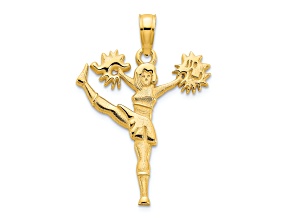 14k Yellow Gold Textured Cheerleader Charm