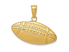 14k Yellow Gold Polished and Textured Medium Football Charm