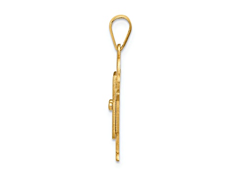 14k Yellow Gold Solid Satin Boy with Overalls Charm