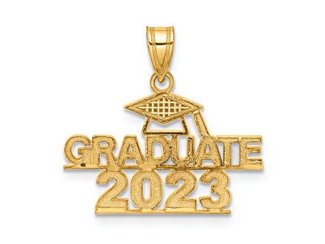 14K Yellow Gold Polished GRADUATE 2023 Under Cap Charm