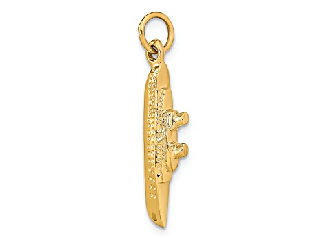 14k Yellow Gold Solid Polished and Textured Cruise Ship Charm