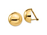 14k Yellow Gold Omega Clip 16mm Half Ball Non-pierced Earrings