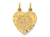14k Yellow Gold Brushed and Diamond-Cut Break-apart From My Heart Direct To Yours pendant