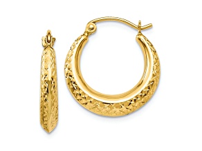 10k Yellow Gold 3/4" Textured Hoop Earrings