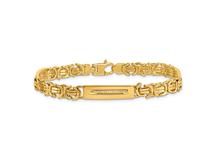 14K Yellow Gold Polished Fancy Link and Bars 8 Inch Men's Bracelet