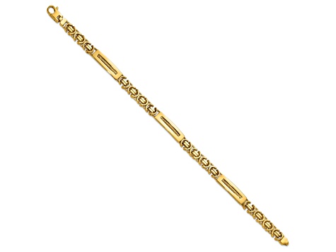 14K Yellow Gold Polished Fancy Link and Bars 8 Inch Men's Bracelet