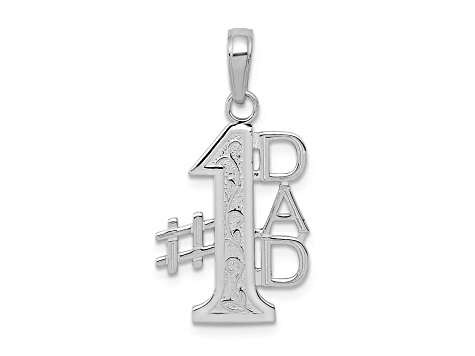 Rhodium Over 14K White Gold Number 1 DAD Charm