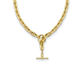 14K Yellow Gold 8mm Anchor Link 18-inch Y-drop Toggle Necklace