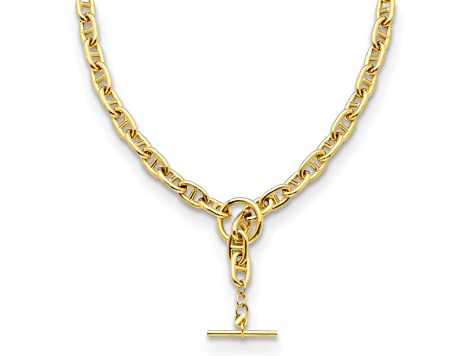 14K Yellow Gold 8mm Anchor Link 20-inch Y-drop Toggle Necklace