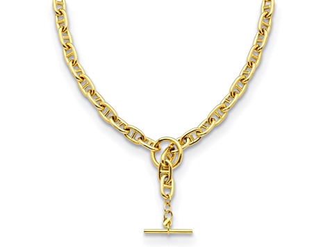14K Yellow Gold 8mm Anchor Link 24-inch Y-drop Toggle Necklace