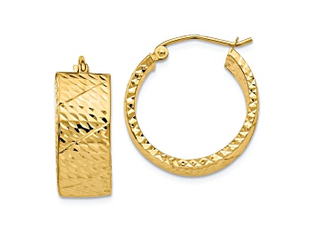 Picture of 14k Yellow Gold Diamond-Cut 7/8" Hoop Earrings