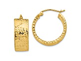 14k Yellow Gold Diamond-Cut 7/8" Hoop Earrings