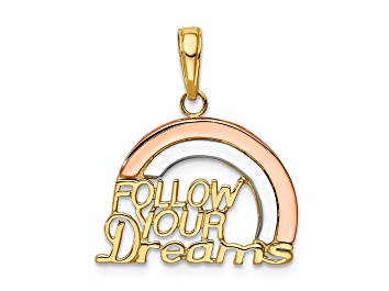Picture of 10K Yellow Gold, 10K Rose Gold and Rhodium over 10K Yellow Gold Follow Your Dreams Rainbow Pendant