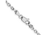 14K White Gold 3mm Diamond-cut Round Open Link Cable Chain Necklace