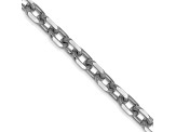 14K White Gold 3mm Diamond-cut Round Open Link Cable Chain Necklace