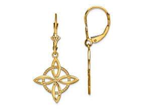 14k Yellow Gold Textured Small Celtic Eternity Knot Dangle Earrings