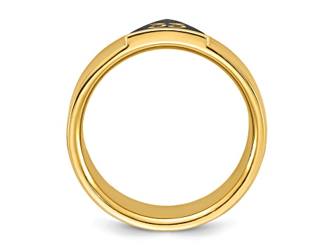 10K Yellow Gold Men's Polished with Black Enamel 33rd Degree Masonic Ring