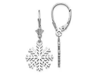 Picture of 14K White Gold Snowflake Leverback Earrings
