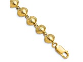 14k Yellow Gold Textured Clam Shell Link Bracelet