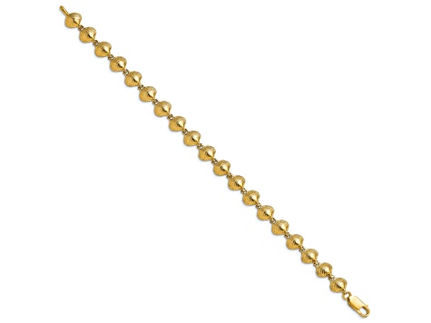 14k Yellow Gold Textured Clam Shell Link Bracelet