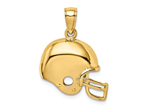 14k Yellow Gold Textured Football Helmet Charm