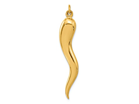 14k Yellow Gold Polished Italian Horn Pendant - 1CWRTA | JTV.com