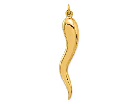 14k Yellow Gold Polished Italian Horn Pendant