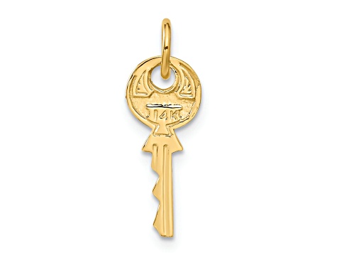 14k Yellow Gold 3D Polished and Textured Rounded Top Key pendant
