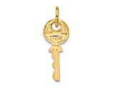 14k Yellow Gold 3D Polished and Textured Rounded Top Key pendant